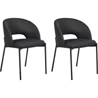Beliani PENNY - Eetkamerstoel set van 2 - Zwart - Polyester