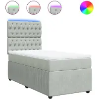vidaXL Boxspringbed met matras, lichtgrijs, 80x200 cm, fluweel