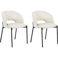 Beliani PENNY - Eetkamerstoel set van 2 - Lichtbeige - Polyester