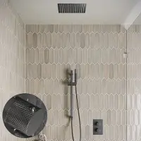 Saniclear Cube Curved Pro inbouw regendouche met inbouw douchekop 30x30cm, glijstang en staafhanddouche verouderd ijzer - gunmetal