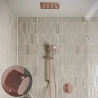 Saniclear Cube Stripes inbouw regendouche rond met inbouw douchekop 30x30cm, glijstang en 2 standen handdouche geborsteld koper