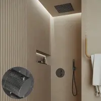 Saniclear Cube Curved Pro inbouw regendouche rond met inbouw douchekop 30x30cm en staafhanddouche verouderd ijzer - gunmetal