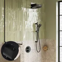 Saniclear Evolution Curved inbouw regendouche rond met glijstang en 2 standen handdouche zwart mat