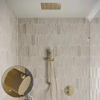 Saniclear Cube Stripes inbouw regendouche rond met inbouw douchekop 30x30cm, glijstang en staafhanddouche geborsteld messing - mat goud