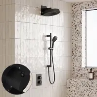Saniclear Evolution Stripes inbouw regendouche met glijstang en 2 standen handdouche zwart mat