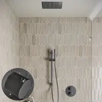 Saniclear Cube Stripes inbouw regendouche rond met inbouw douchekop 30x30cm, glijstang en staafhanddouche verouderd ijzer - gunmetal