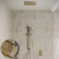 Saniclear Cube Curved inbouw regendouche met inbouw douchekop 30x30cm, glijstang en 2 standen handdouche geborsteld messing - mat goud