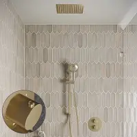 Saniclear Cube Stripes inbouw regendouche rond met inbouw douchekop 30x30cm, glijstang en 2 standen handdouche geborsteld messing - mat goud