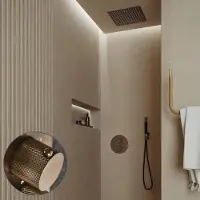 Saniclear Cube Curved Pro inbouw regendouche rond met inbouw douchekop 30x30cm en staafhanddouche verouderd messing