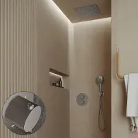 Saniclear Cube Stripes inbouw regendouche rond met inbouw douchekop 30x30cm en 2 standen handdouche RVS