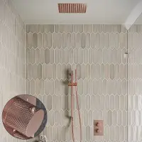 Saniclear Cube Curved inbouw regendouche met inbouw douchekop 30x30cm, glijstang en staafhanddouche geborsteld koper
