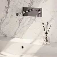 Brauer Stripe inbouw wastafelkraan ColdStart met rechte uitloop en afdekplaat model A1 chroom