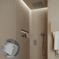 Saniclear Cube Stripes inbouw regendouche met inbouw douchekop 30x30cm en 2 standen handdouche chroom