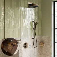 Saniclear Evolution Curved inbouw regendouche rond met glijstang en 2 standen handdouche verouderd messing