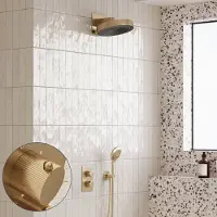 Saniclear Evolution Stripes inbouw regendouche met 2 standen handdouche geborsteld messing - mat goud
