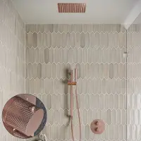 Saniclear Cube Curved inbouw regendouche rond met inbouw douchekop 30x30cm, glijstang en staafhanddouche geborsteld koper
