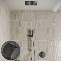 Saniclear Cube Stripes Pro inbouw regendouche rond met inbouw douchekop 30x30cm, glijstang en staafhanddouche verouderd ijzer - gunmetal
