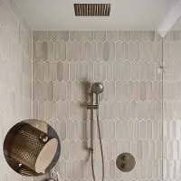 Saniclear Cube Curved inbouw regendouche rond met inbouw douchekop 30x30cm, glijstang en 2 standen handdouche verouderd messing