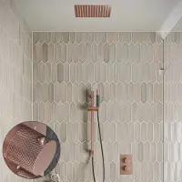 Saniclear Cube Curved Pro inbouw regendouche met inbouw douchekop 30x30cm, glijstang en staafhanddouche geborsteld koper