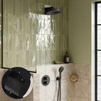 Saniclear Evolution Curved inbouw regendouche rond met 2 standen handdouche zwart mat
