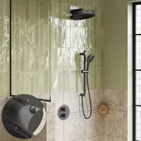 Saniclear Evolution Stripes inbouw regendouche rond met glijstang en 2 standen handdouche verouderd ijzer - gunmetal