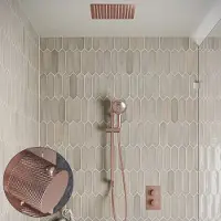 Saniclear Cube Curved inbouw regendouche met inbouw douchekop 30x30cm, glijstang en 2 standen handdouche geborsteld koper
