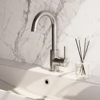 Brauer Stripe wastafelkraan met draaibare ronde uitloop model A RVS geborsteld PVD