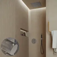 Saniclear Cube Curved Pro inbouw regendouche rond met inbouw douchekop 30x30cm en staafhanddouche RVS