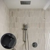 Saniclear Cube Stripes inbouw regendouche rond met inbouw douchekop 30x30cm, glijstang en staafhanddouche zwart mat