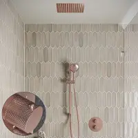 Saniclear Cube Curved inbouw regendouche rond met inbouw douchekop 30x30cm, glijstang en 2 standen handdouche geborsteld koper