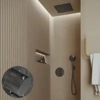Saniclear Cube Curved inbouw regendouche rond met inbouw douchekop 30x30cm en 2 standen handdouche verouderd ijzer - gunmetal