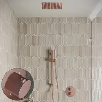 Saniclear Cube Stripes inbouw regendouche rond met inbouw douchekop 30x30cm, glijstang en staafhanddouche geborsteld koper