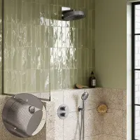 Saniclear Evolution Stripes inbouw regendouche rond met 2 standen handdouche RVS