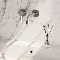 Brauer Stripe inbouw wastafelkraan ColdStart met gebogen uitloop en rozetten model A2 RVS geborsteld PVD