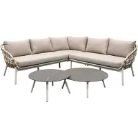 AVH-Collectie Montreal hoekbank loungeset 4 delig taupe rope