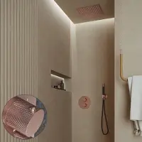 Saniclear Cube Curved Pro inbouw regendouche rond met inbouw douchekop 30x30cm en staafhanddouche geborsteld koper