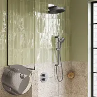 Saniclear Evolution Stripes inbouw regendouche rond met glijstang en 2 standen handdouche RVS