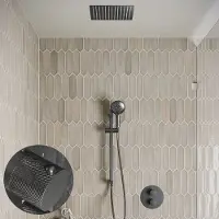 Saniclear Cube Curved inbouw regendouche rond met inbouw douchekop 30x30cm, glijstang en 2 standen handdouche verouderd ijzer - gunmetal