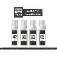 Triomf Doucheschuim "Happy New Year" - 180 ml - 4 stuks - Cosmetica | Cadeaupakket Giftset Fles Kerstpakket Kerstcadeautje Nieuwjaar 2024 Gelukkig Nieuwjaar Jaarwisseling Ster Goud Zwart
