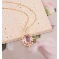 Fashion Jewelry Ketting met roze steen | goud gekleurd