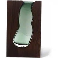 Ancient Wisdom Grote glazen vaas / terarium in donker tunghout - 18x5x32cm
