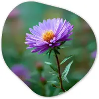 MuchoWow Organische wanddecoratie 90x90 cm - Organisch schilderij Aster - Paars - Bloem - Blaadjes - Muurdecoratie woonkamer - Kamer decoratie - Schilderijen - Muurcirkel aesthetic