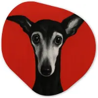 MuchoWow Organische wanddecoratie 60x60 cm - Organisch schilderij Windhond - Minimalistisch - Rood - Muurdecoratie woonkamer - Kamer decoratie - Schilderijen - Muurcirkel aesthetic