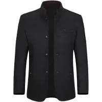 Allthemen Heren Wollen Jas Met Enkelrijig Knoopsluiting - Korte Warme Winterjas - 2XL