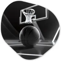 MuchoWow Organische wanddecoratie 90x90 cm - Organisch schilderij Basketbal - Basketbalveld - Lichtlijnen - Muurdecoratie woonkamer - Kamer decoratie - Schilderijen - Muurcirkel aesthetic