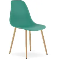 Leobert Stoel WAT – Groen, Houtlook Metalen Poten, Kunststof Zitting – Modern en Ergonomisch – Geschikt voor Eetkamer, Woonkamer, Keuken, Thuiswerkplek, Kantine en Wachtruimte – Eenvoudige Montage