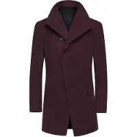 Allthemen Heren Lange Mantel Wollen Winterjas - Slim Fit Jas - M