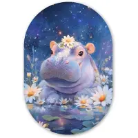 MuchoWow Muurovaal 80x120 cm - Ovale wanddecoratie Nijlpaard - Madeliefjes - Sterrenhemel - Ovalen schilderij - Muurdecoratie woonkamer - Kamer decoratie - Schilderijen - Wandcirkel