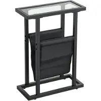 HOMCOM bijzettafel - metaal - glas - 40L x 18B x 55,5H cm - zwart