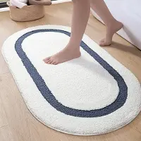 Karma Badmat 61 x 92 cm, Zacht Absorberende Badkamermat, Antislip Badkamertapijt, Machinewasbare Ovale Badmatten voor Badkamervloer, Toilet, Douche, Badkamer Accessoires, Marineblauw